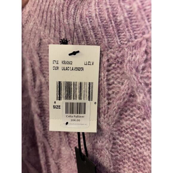 NWT Kut From The Kloth Sweater Sz Sm Pullover Cable Knit Wool Blend Purple Cotta - Picture 4 of 8